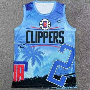 NBA 2 Leonard Clippers Hip hop basketball Maillot imprimé